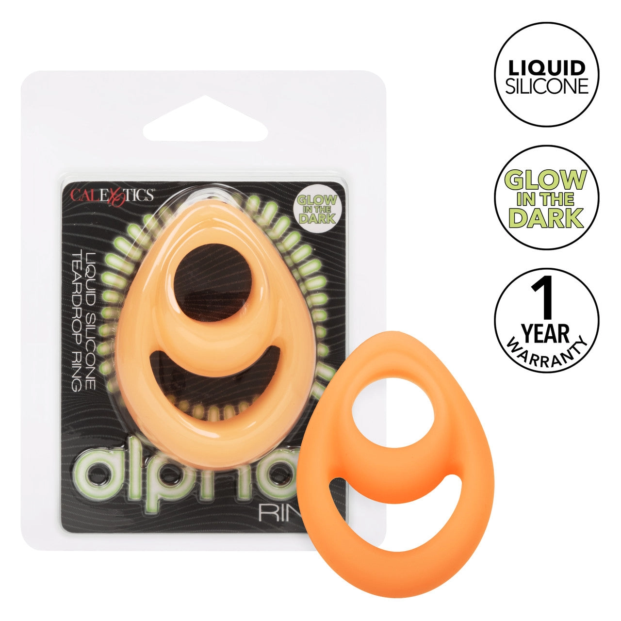 Alpha™ Glow-In-The-Dark Liquid Silicone Teardrop Ring