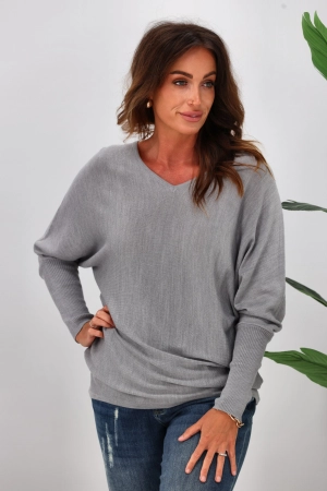 Alpine by Shine On Gigi Merino Batwing Top Grey Marl
