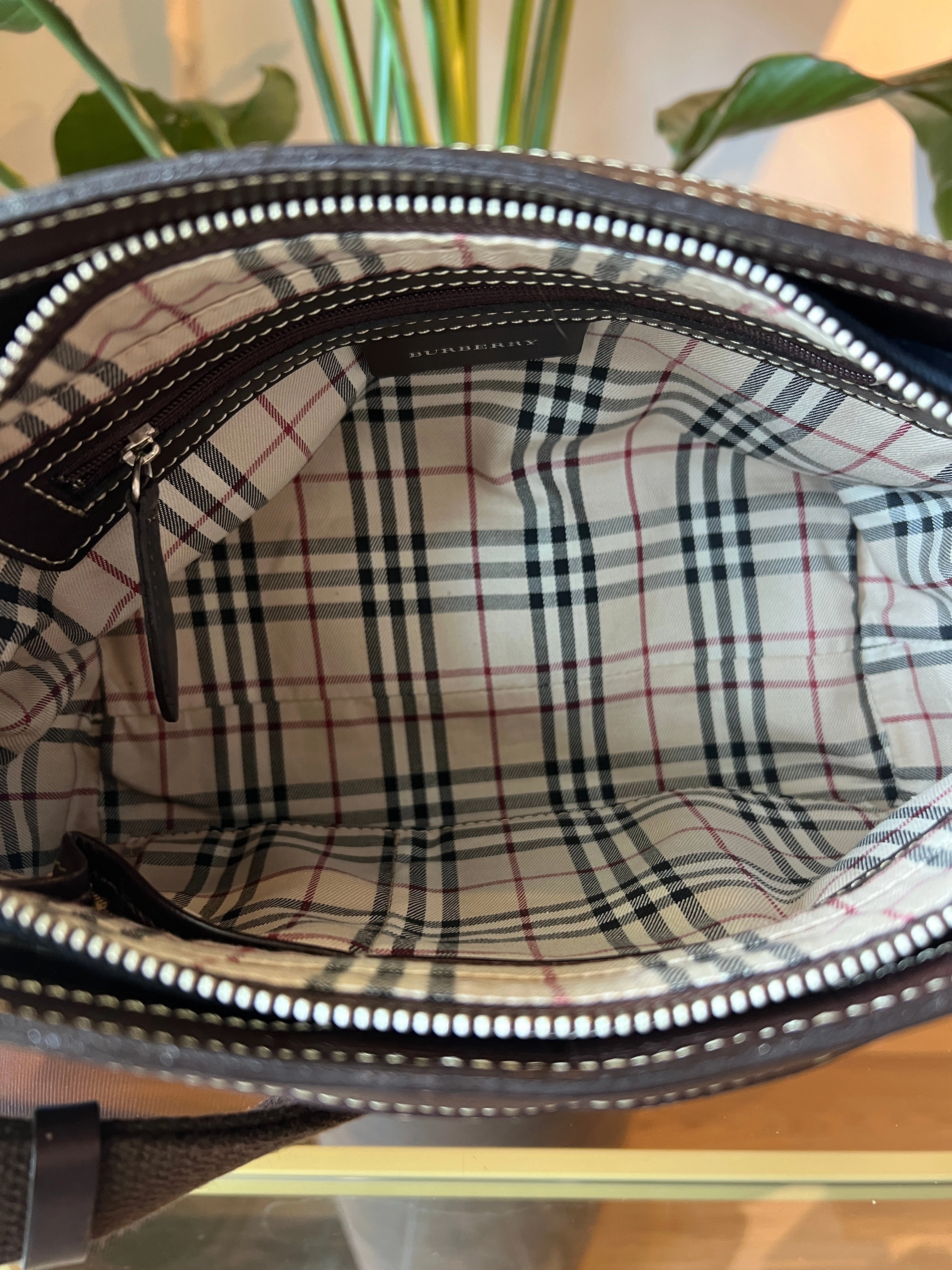 BURBERRY Equestrian Knight Horse Logo Canvas Shoulder Bag