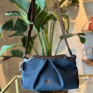 BURBERRY Equestrian Knight Horse Logo Canvas Shoulder Bag