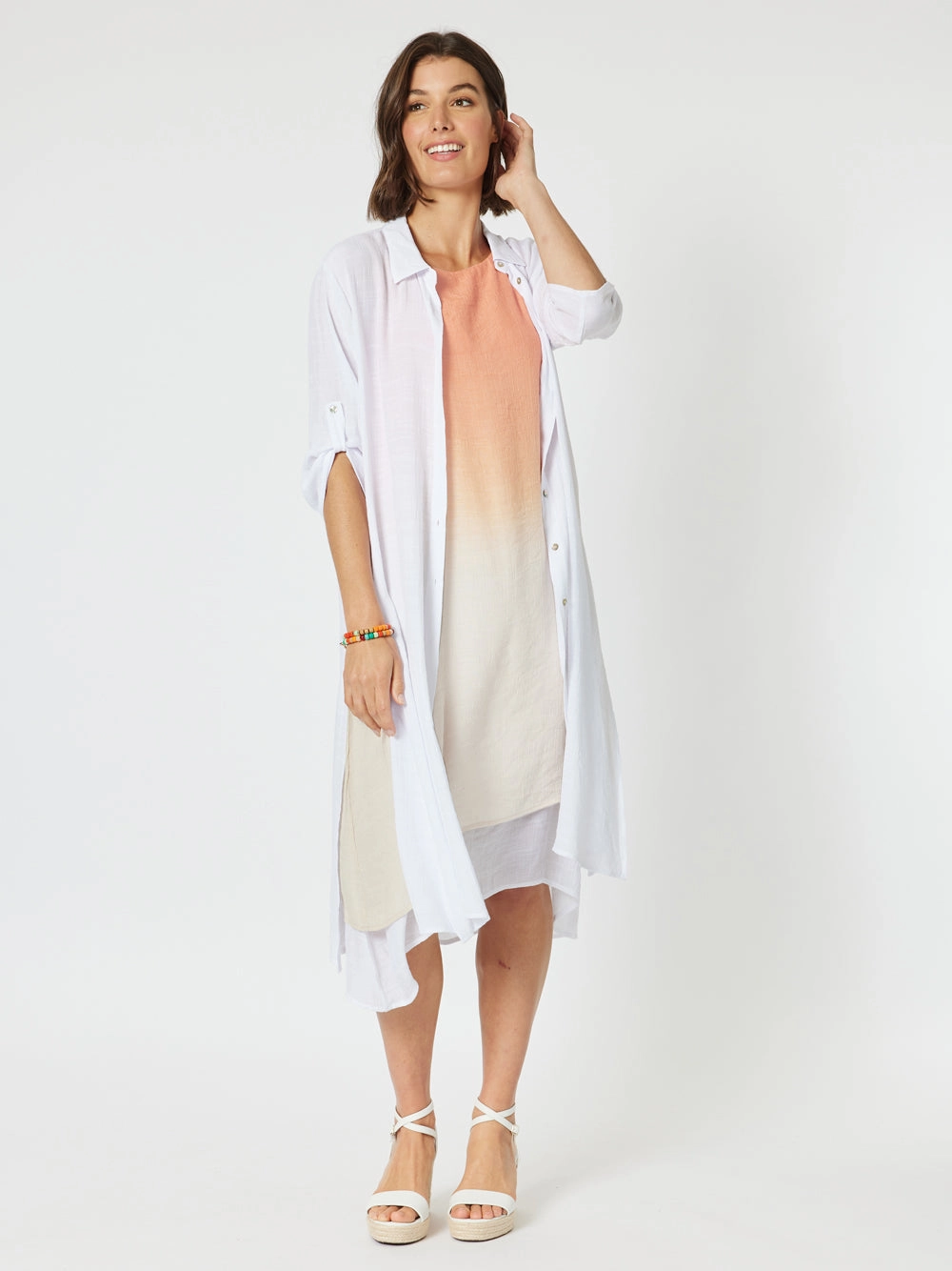 Clarity Long Duster Shirt White