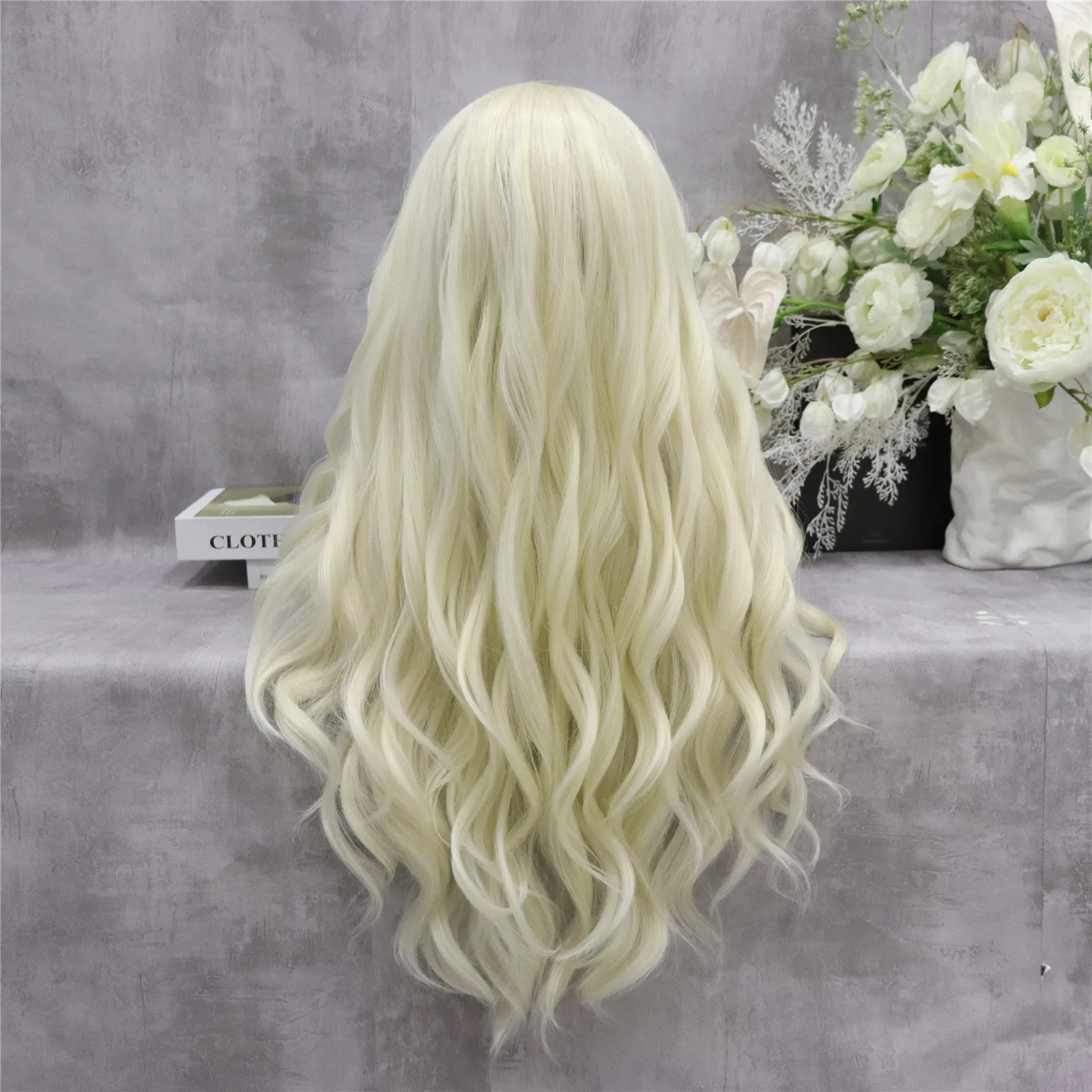 Creamy Blond Long Synthetic Lace Wig Natural Wavy Wig 1001/613