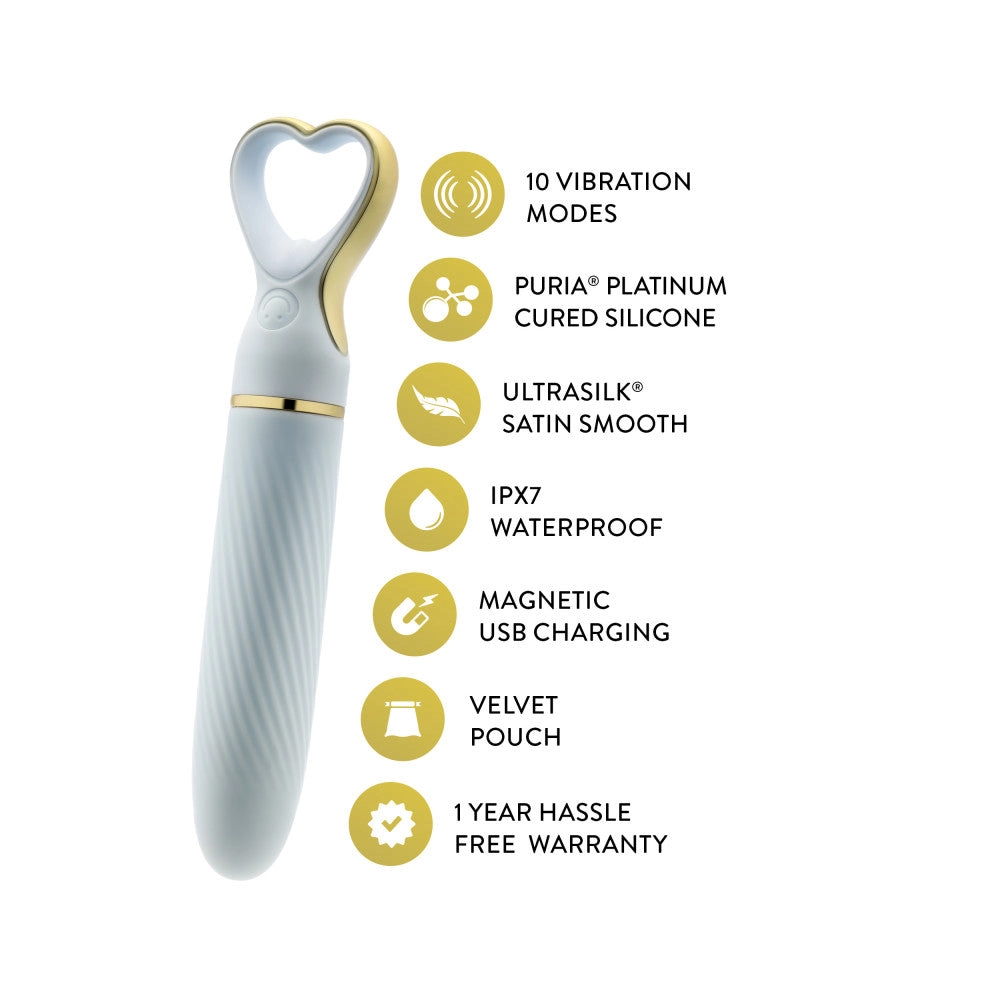 Delice™ By Blush® | Heartthrob Silicone Bullet Vibrator With Heart-Shaped Handle – Something Blue