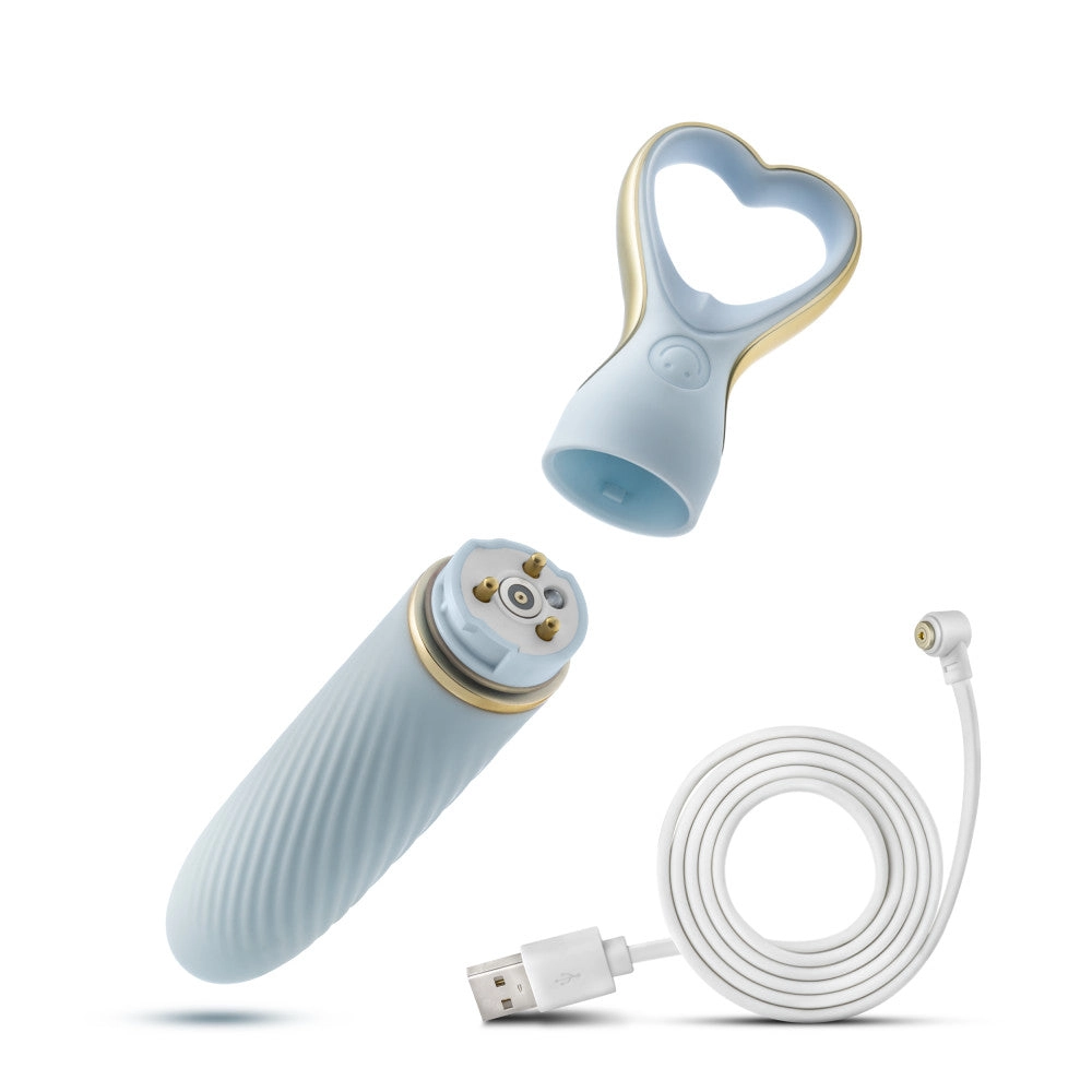 Delice™ By Blush® | Heartthrob Silicone Bullet Vibrator With Heart-Shaped Handle – Something Blue