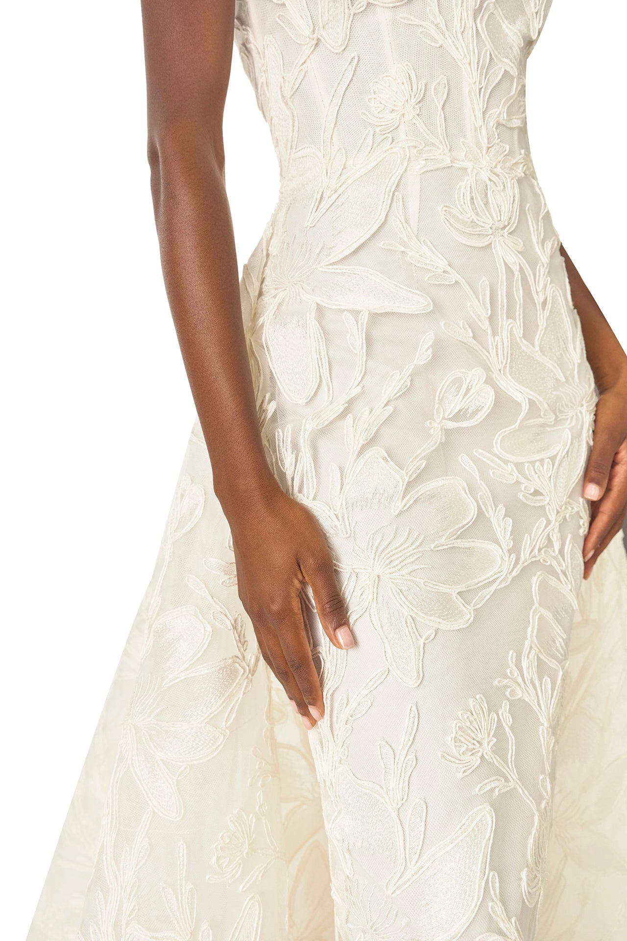 Embroidered Column Gown with Train