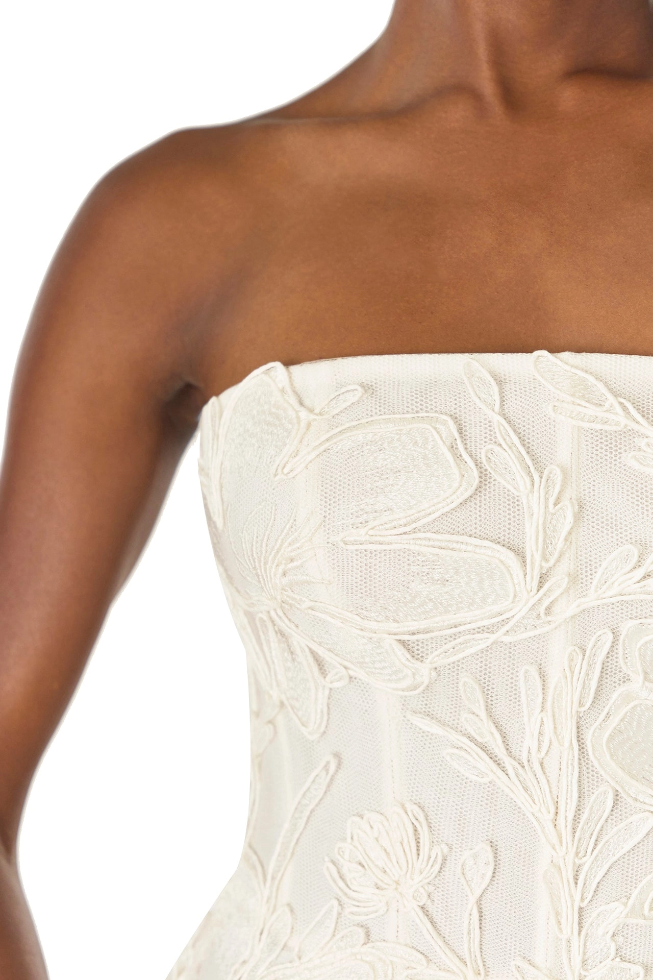 Embroidered Column Gown with Train