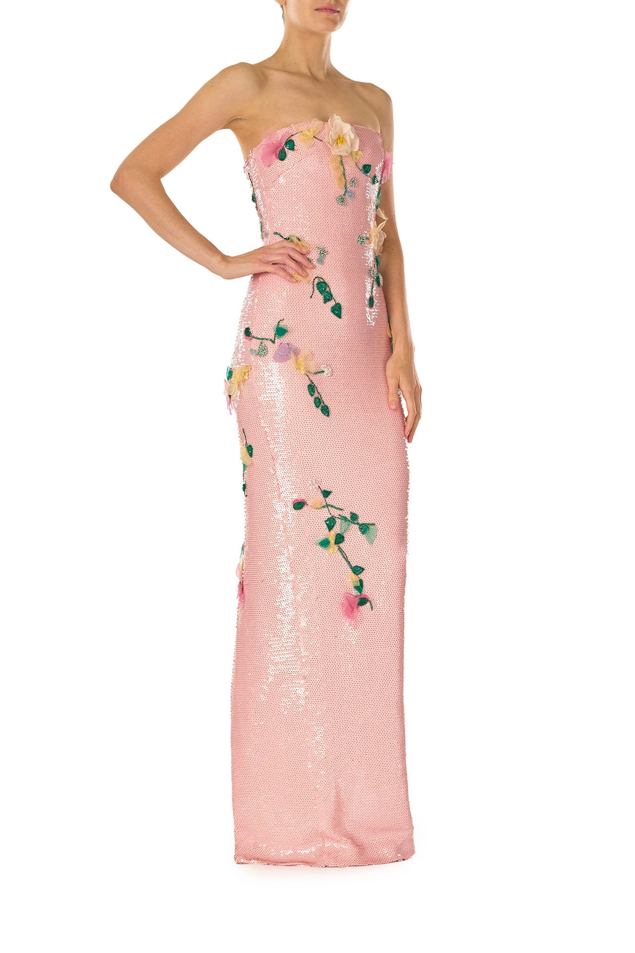 Floral Sequin Column Gown