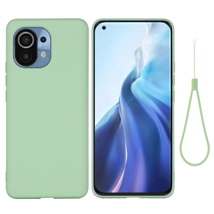For Xiaomi Mi 11 5G Pure Color Liquid Silicone Shockproof Full Coverage