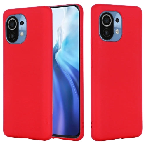 For Xiaomi Mi 11 5G Pure Color Liquid Silicone Shockproof Full Coverage