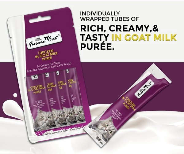 Fussie Cat Chicken in Goat Milk Puree Lickable Cat Treats