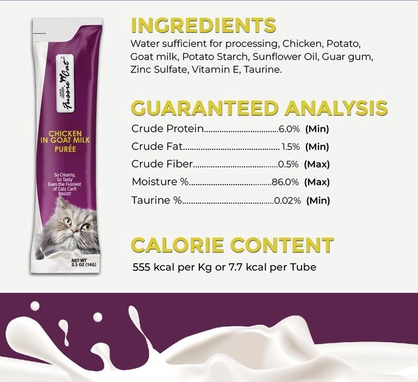 Fussie Cat Chicken in Goat Milk Puree Lickable Cat Treats