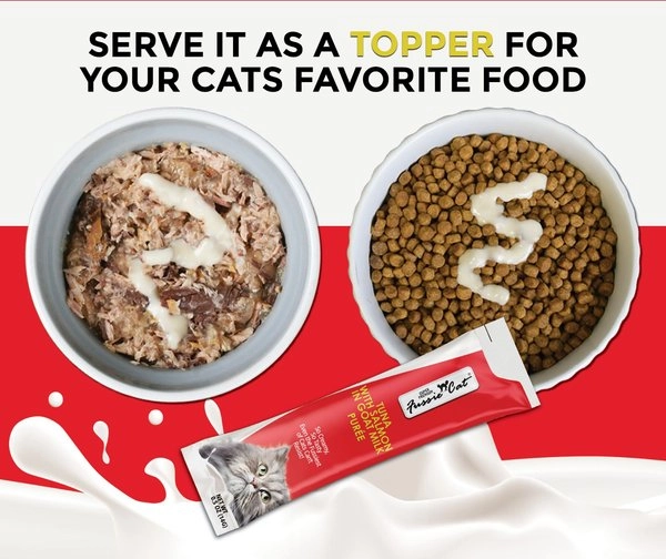 Fussie Cat Tuna with Salmon in Goat Milk Puree Lickable Cat Treats