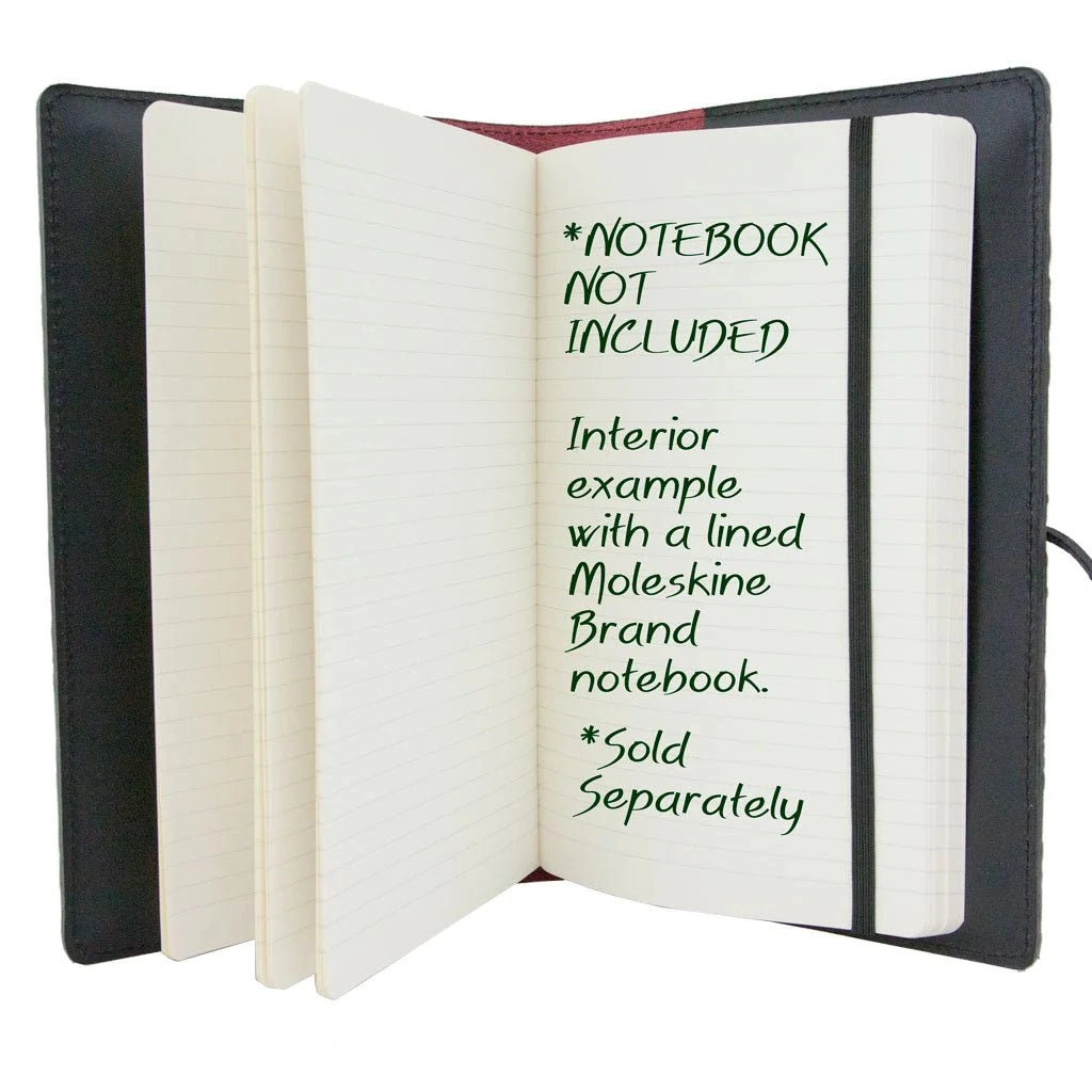 HAPPY EXTRA, Large Leather Refillable Notebook, Vintner, Cyclone