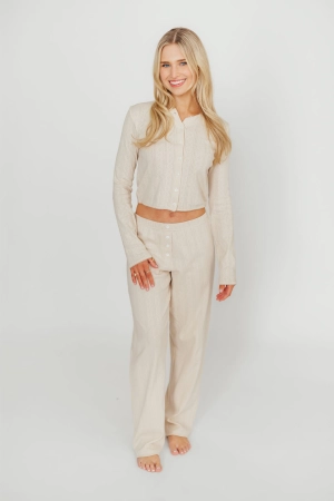 Miller 100% Cotton Pointelle Pants in Cream