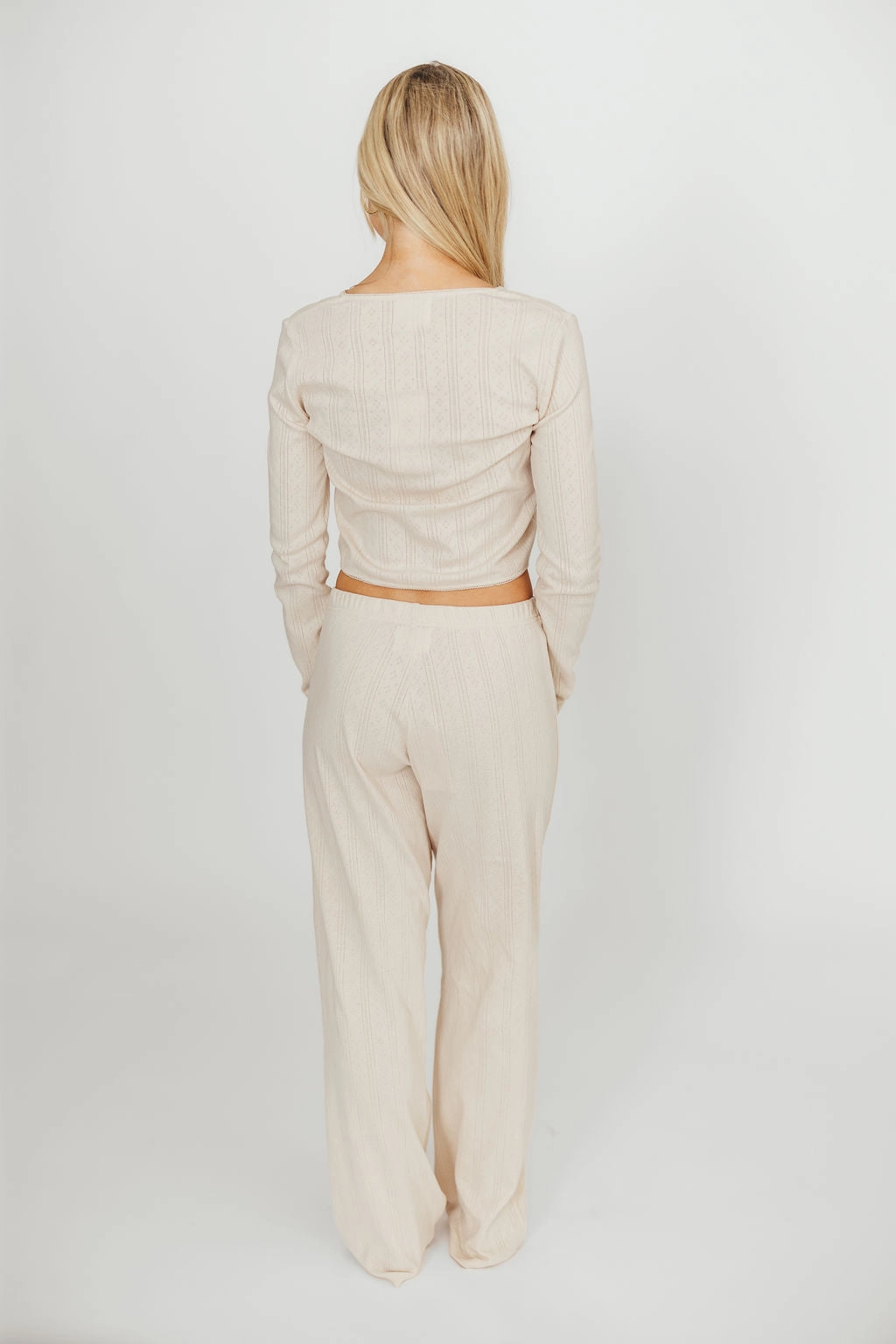 Miller 100% Cotton Pointelle Pants in Cream
