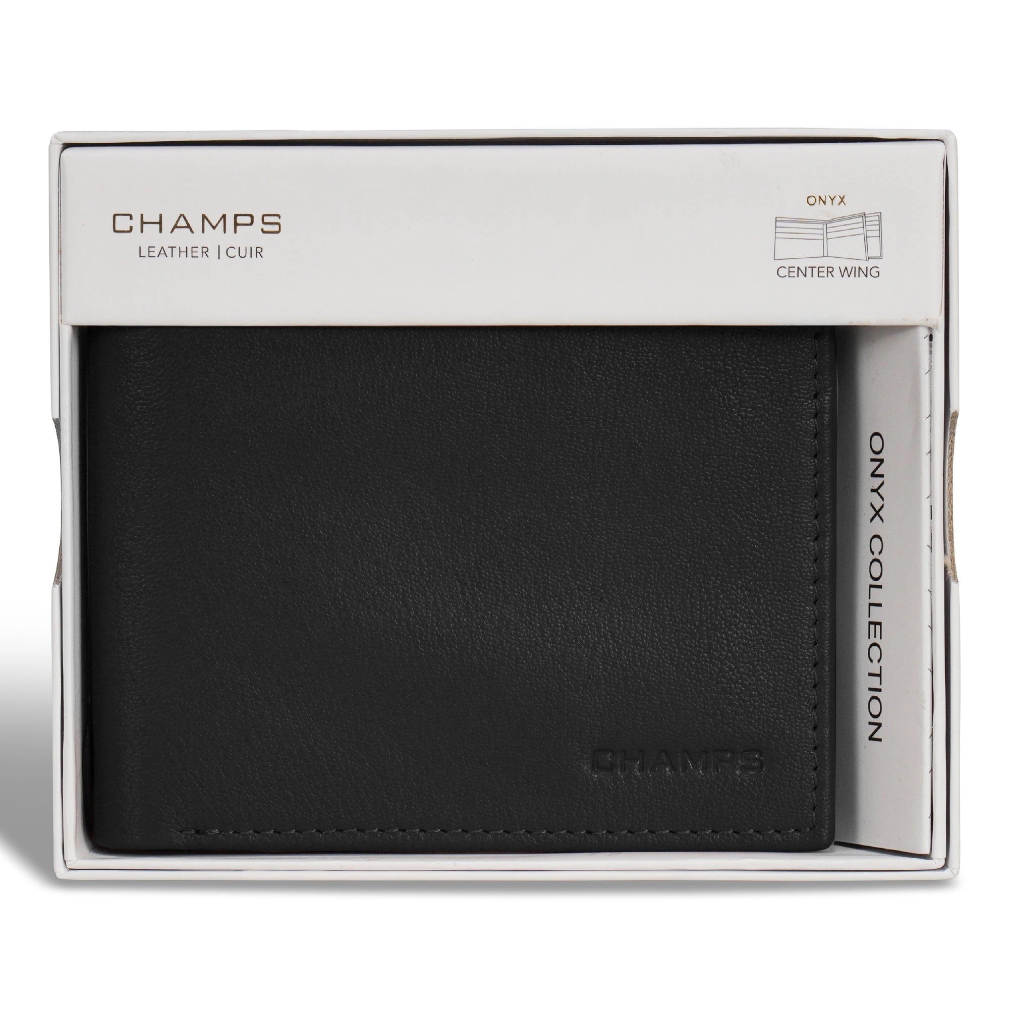 Onyx / Leather Center Wing Wallet *Drop Ship*
