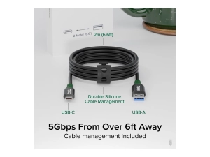 Plugable - USB cable - 24 pin USB-C (M) to USB Type A (M) - USB 3.0 - 20 V - 3 A - 6.6 ft - data & charge USBC-A2M