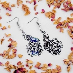 Rainbow Peacock Filigree Earrings