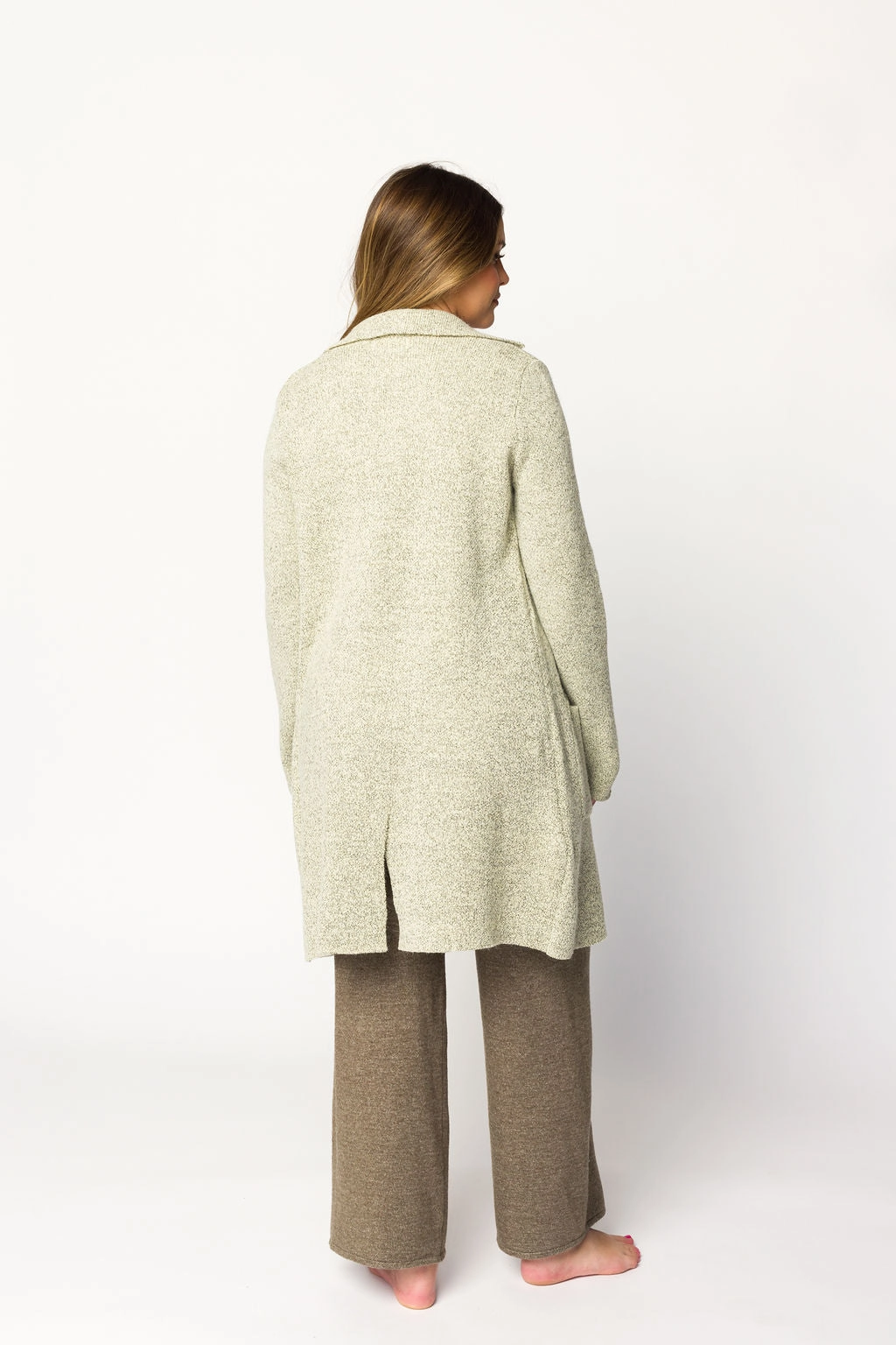 Reagan Double Breasted Knit Coat in Oatmeal