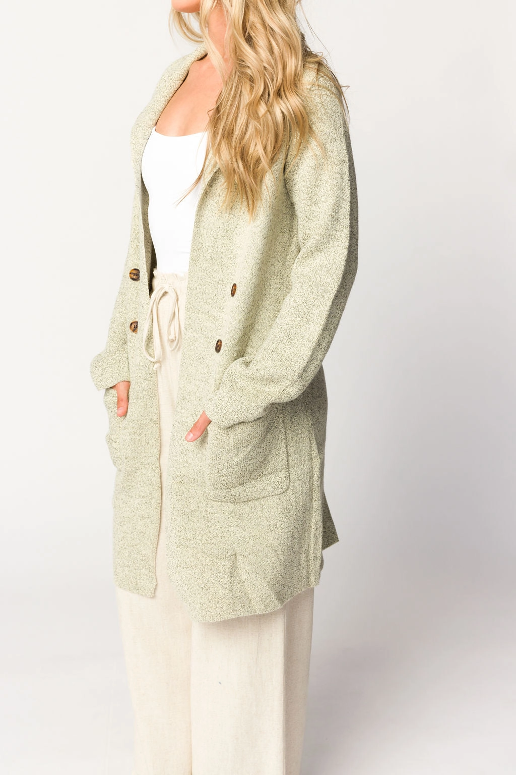 Reagan Double Breasted Knit Coat in Oatmeal