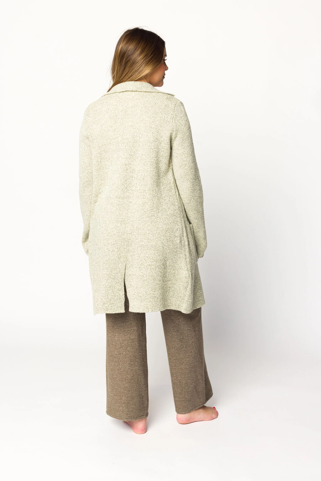 Reagan Double Breasted Knit Coat in Oatmeal