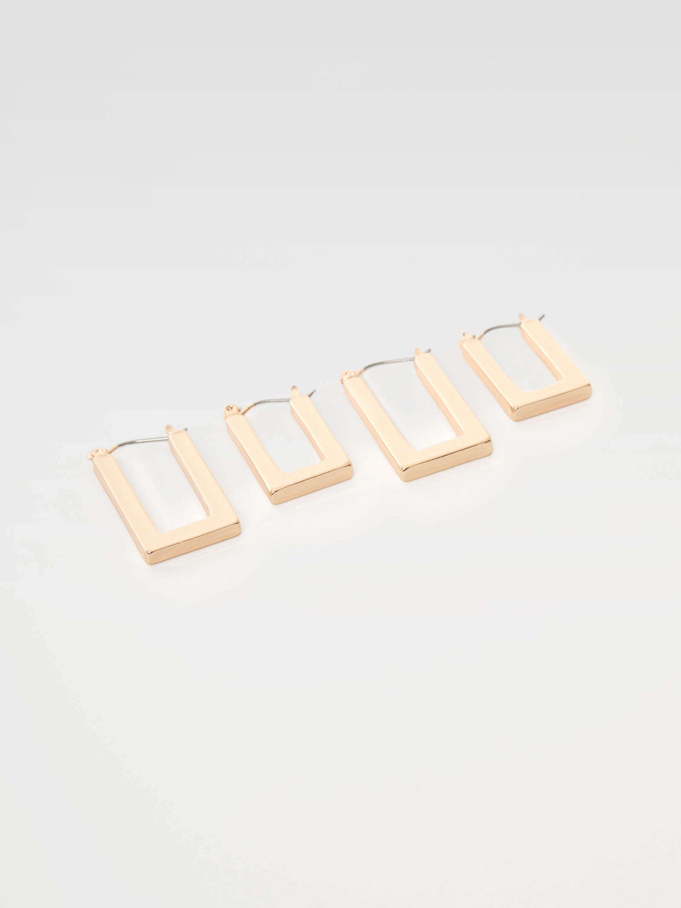 Rectangular Hoop Earrings Set (2 Pairs)