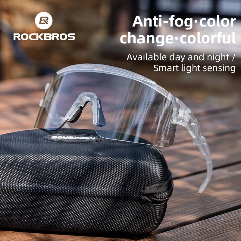ROCKBROS Photochromic Cycling Glasses Anti-fog UV Protection Mountain Bike Glasses