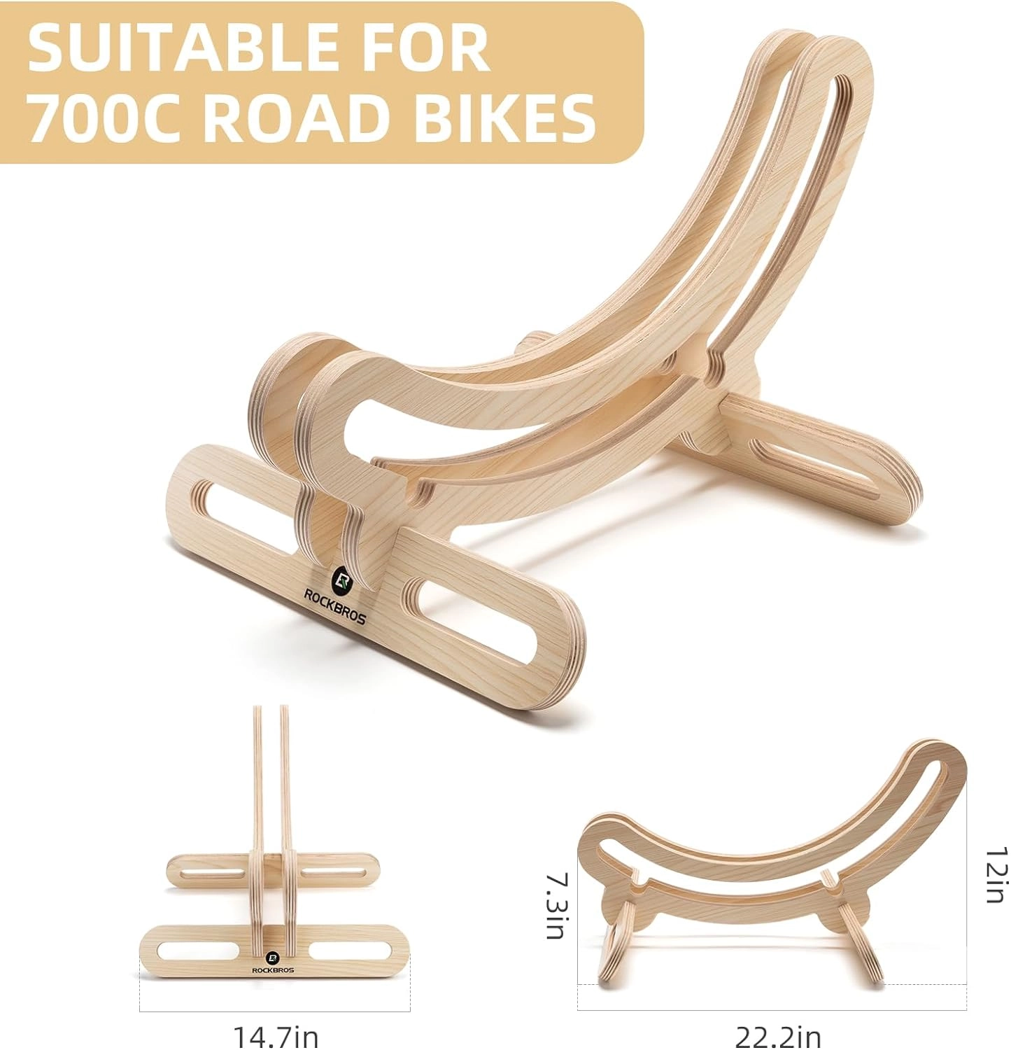 ROCKBROS Wooden Bike Stand Stylish Stable Storage
