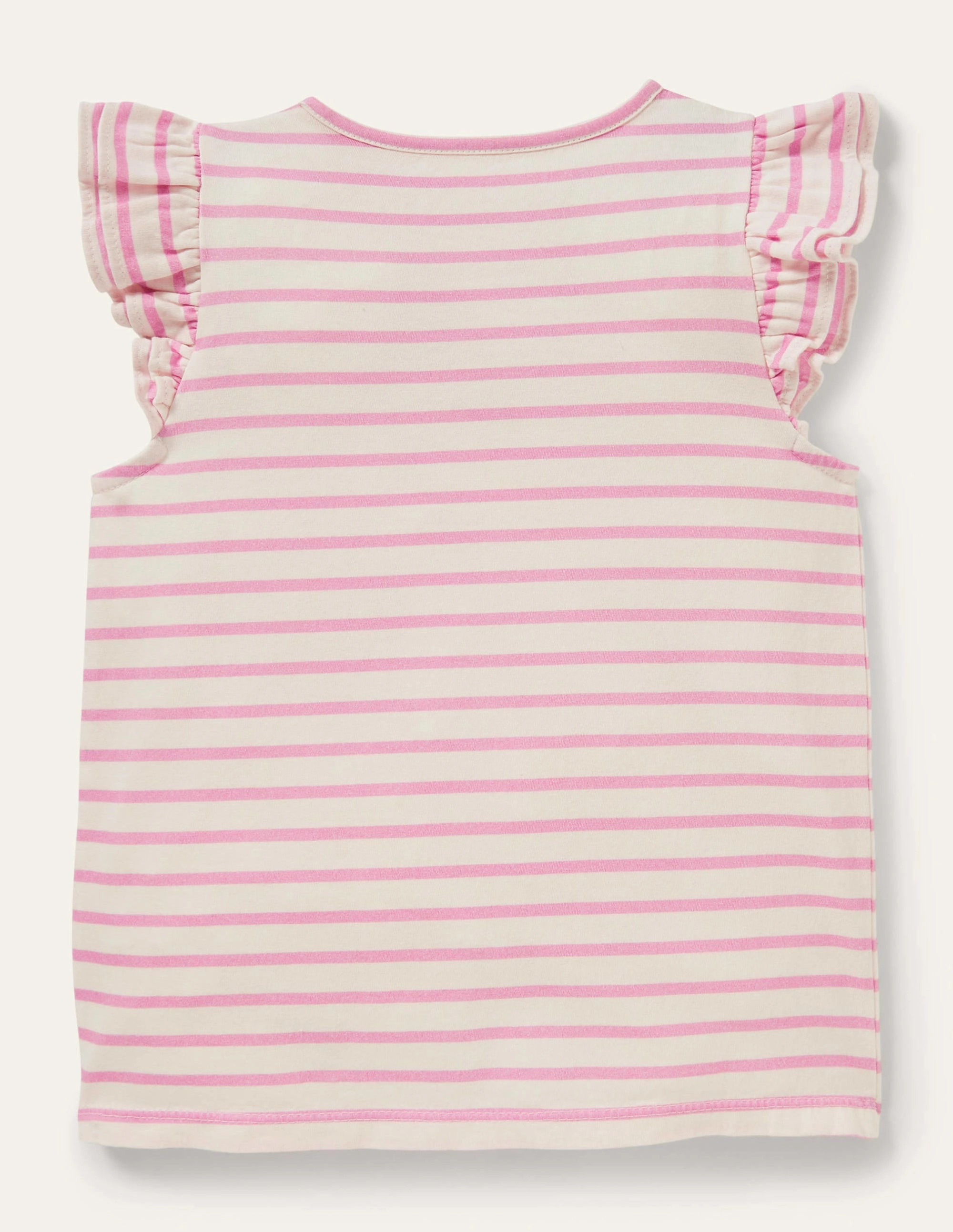 Ruffle Interest logo T-shirt-Ivory / Rosebay Floral