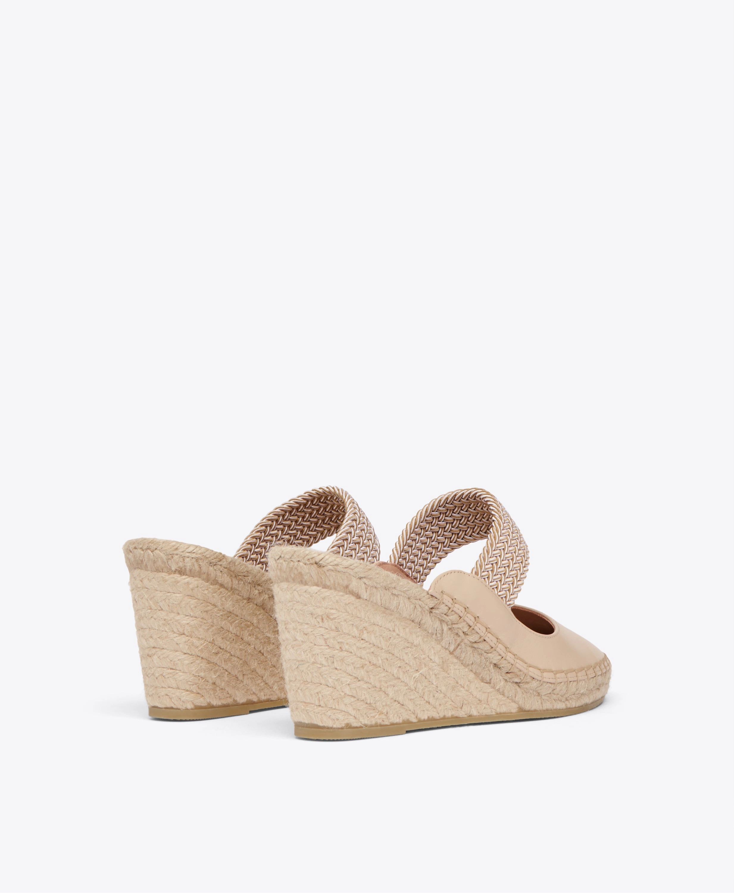 Siena 70 Beige Leather Wedge Mules