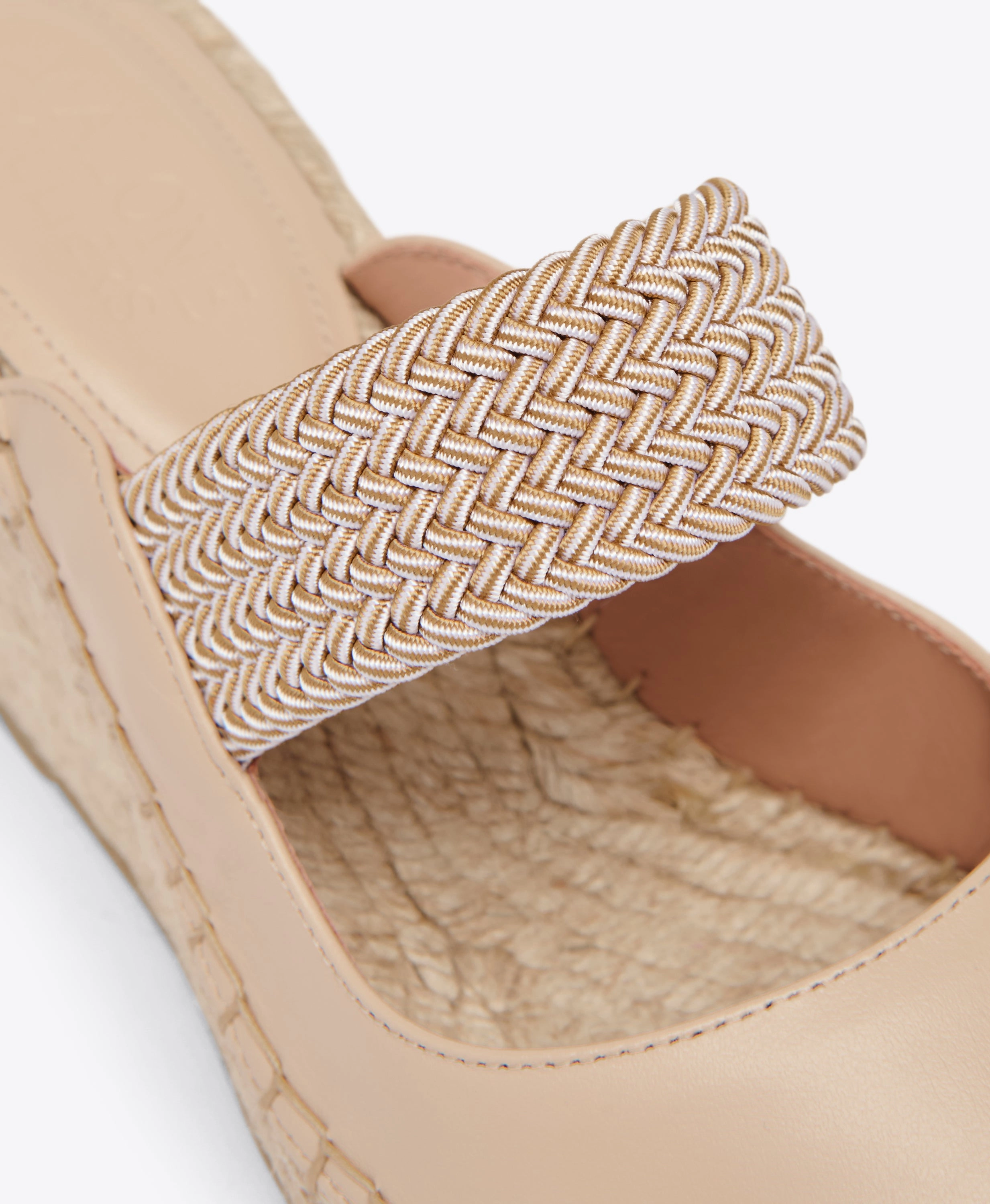 Siena 70 Beige Leather Wedge Mules