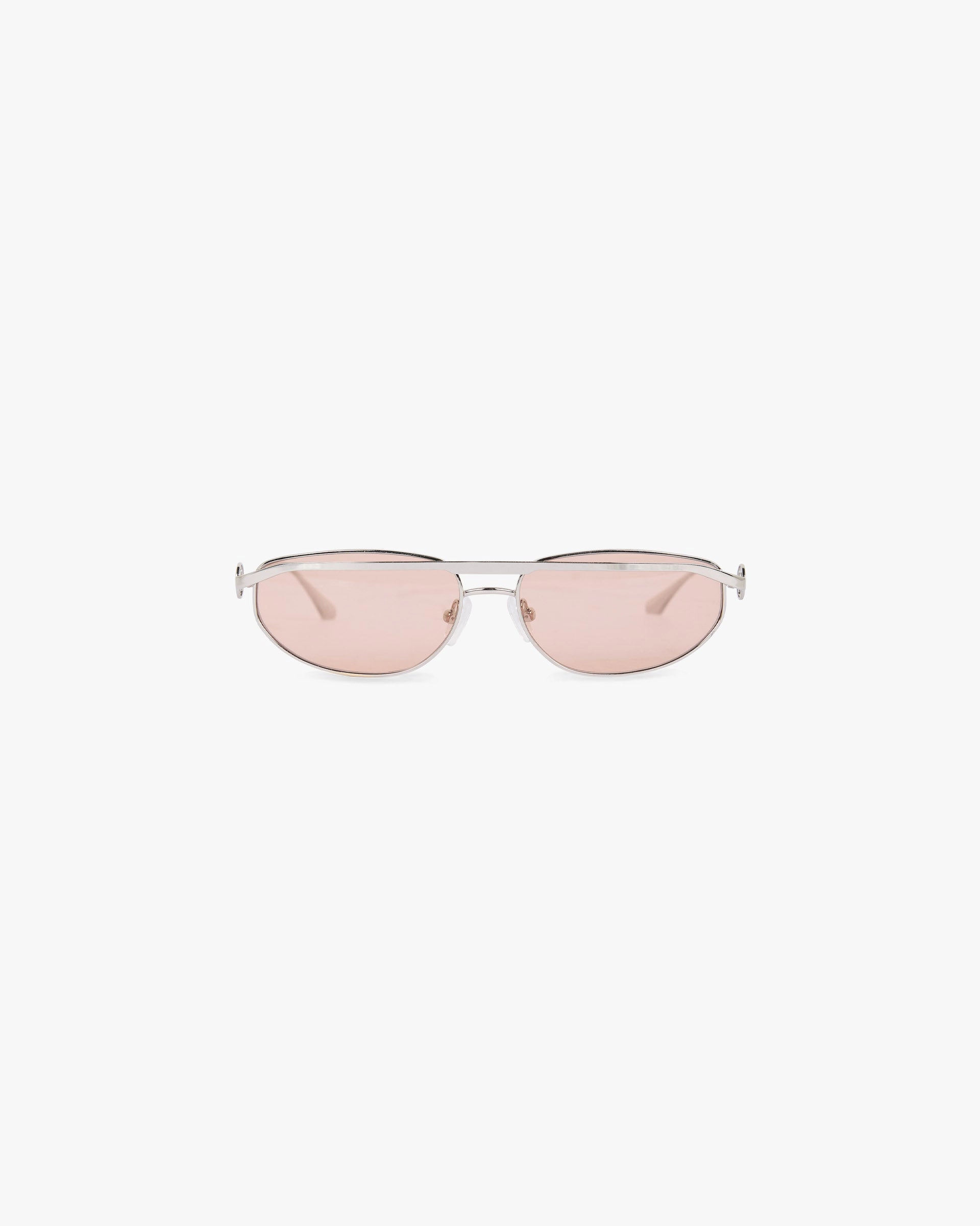 Slim Aviator Sunglasses - Silver Brown