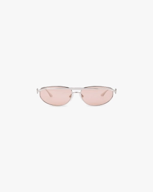 Slim Aviator Sunglasses - Silver Brown