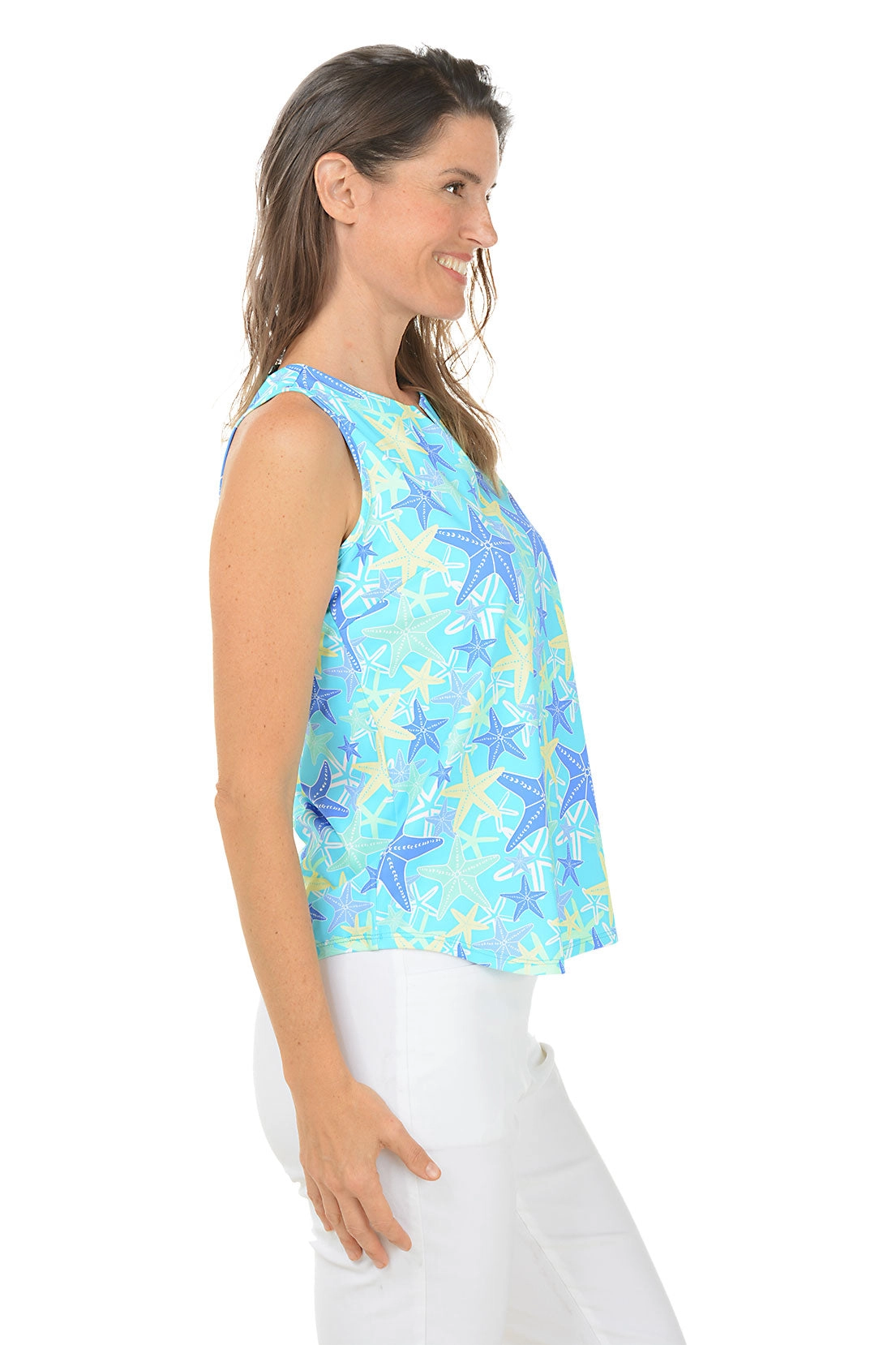 Starfish Explosion UPF50  Split Neck Sleeveless Top