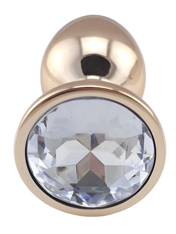 Steel Anal Plug Rose Gold/Clear Small