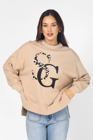 Stella   Gemma Sunday Sweater Leopard Logo Concrete