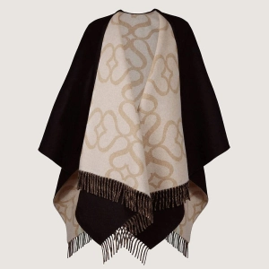 Strathberry Monogram Reversible Cape - Black/Camel/Vanilla