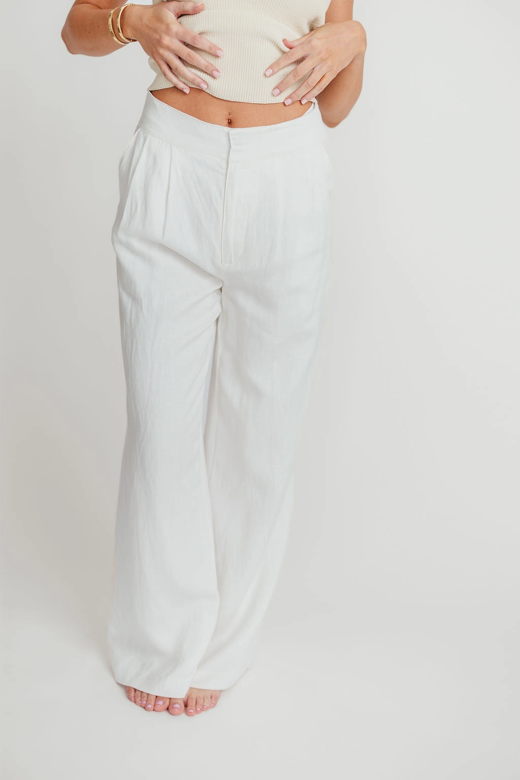 Sylvia Wide Leg Trousers in Off-White