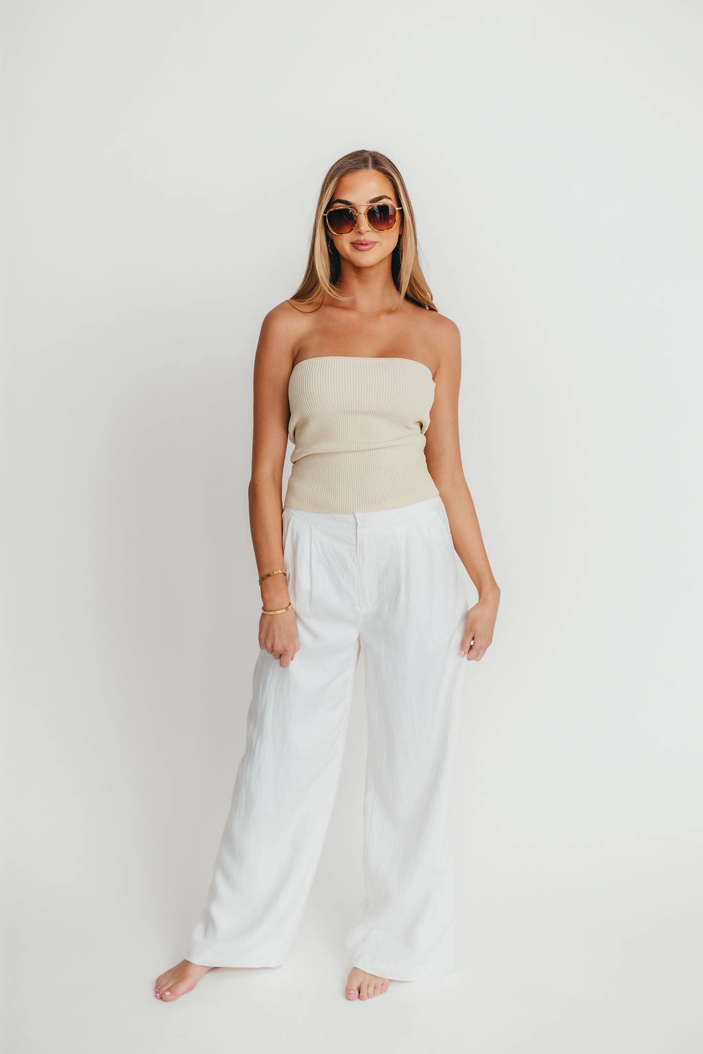 Sylvia Wide Leg Trousers in Off-White
