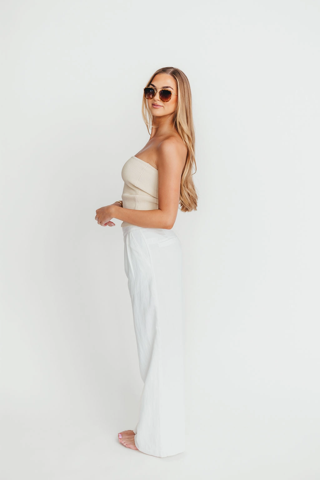 Sylvia Wide Leg Trousers in Off-White