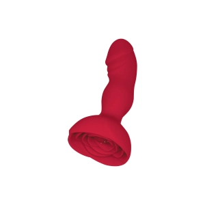THE LE ROSE COLLECTION BOUCHON ROSE VIBRATING MASSAGER WITH REMOTE - RED