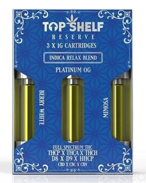 Top Shelf Hemp Indica "Relax" Blend Vape Cartridges (3-Pack)
