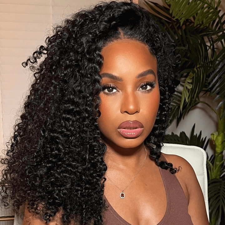 Tuneful Ready To Wear 6x5 Glueless Lace Pre-Bleached Pre-Cut Pre-Plucked Kinky Curly Wigs Bogo Deal