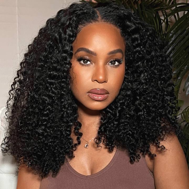 Tuneful Ready To Wear 6x5 Glueless Lace Pre-Bleached Pre-Cut Pre-Plucked Kinky Curly Wigs Bogo Deal