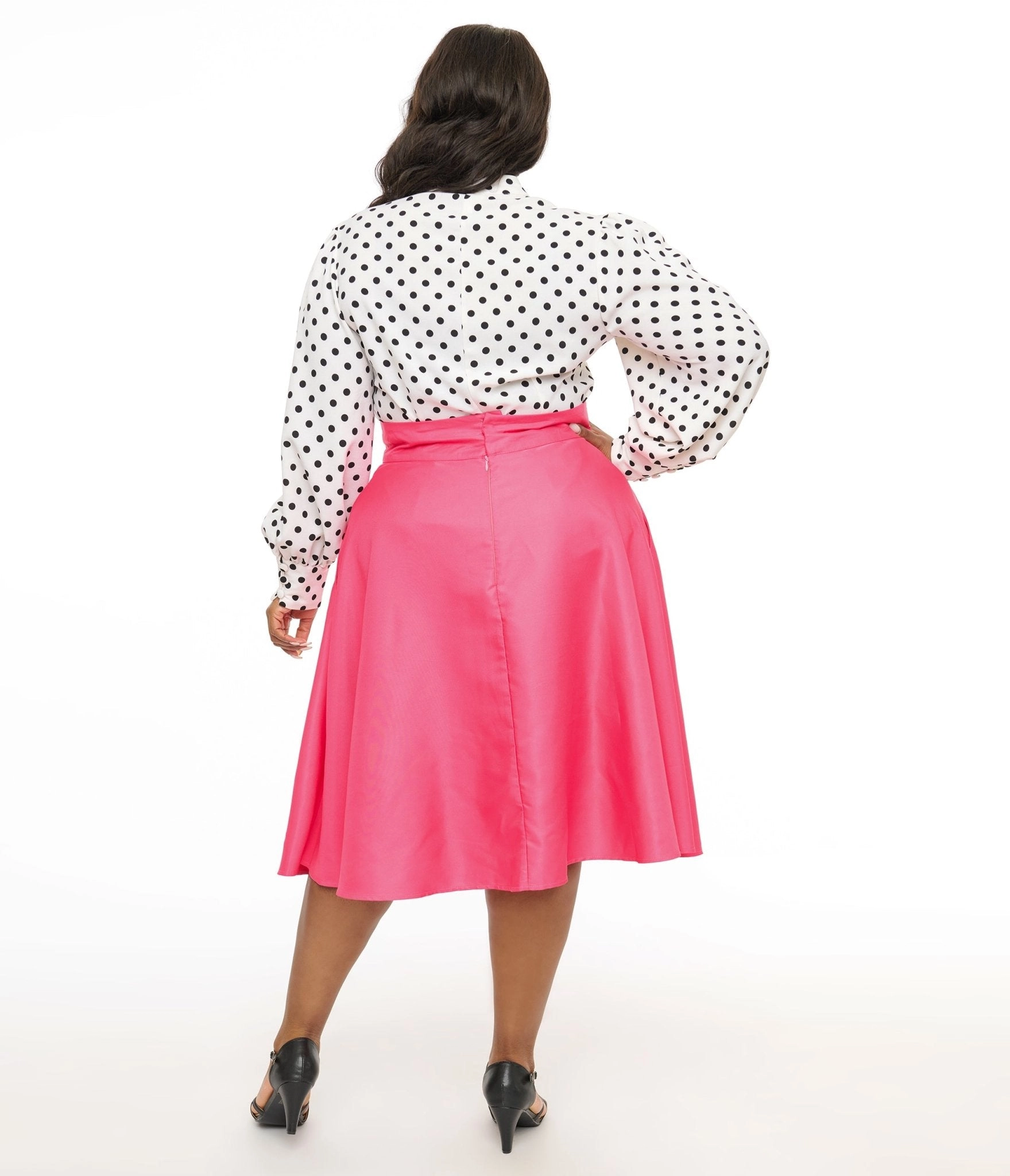 Unique Vintage Plus Size Hot Pink Vivian Swing Skirt
