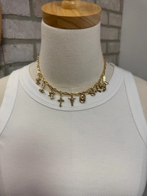 Western 9 Charms Gold Necklace