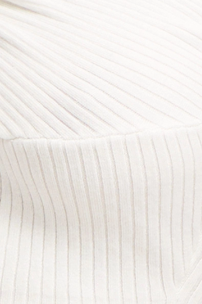 White Knit Top Sleeveless Crop Halter