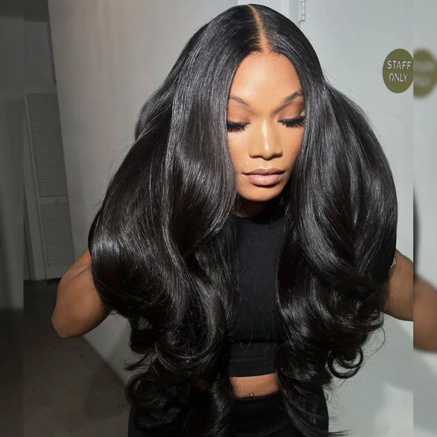 WOWANGEL 2X6 HD Lace Closure Wig Jet Black Wear & Go Glueless Wig